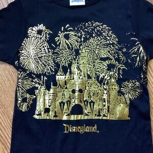Disney Black Tee with Gold Castle Design